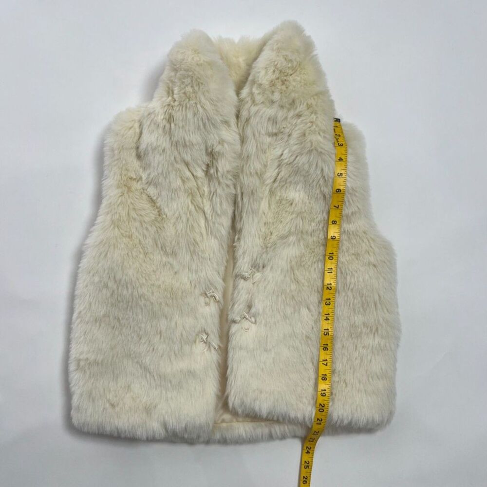 Investments Womens S Ivory Faux Fur Vest Hook Eye Plush Winter Glam